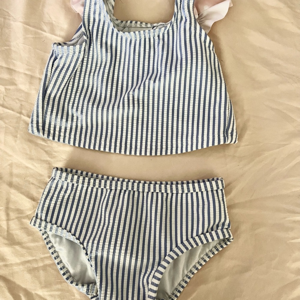 Periwinkle Blue Seersucker Two Piece Swimsuit